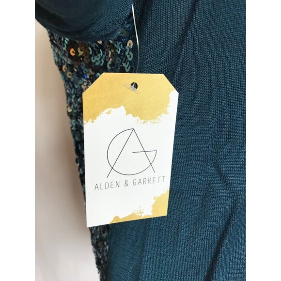 Magaschoni Blue Thin Knit Sweater W/ Full Sequin Panel in Front, Size Medium - Picture 5 of 7